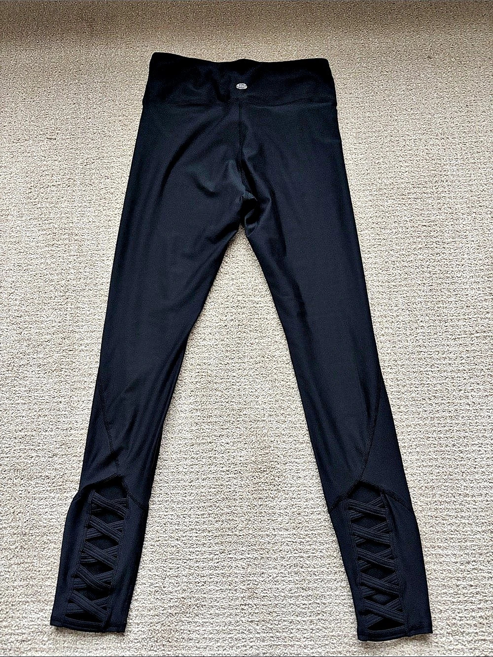 Pure Good Black Lace-Up Hem Leggings Size XS Like New